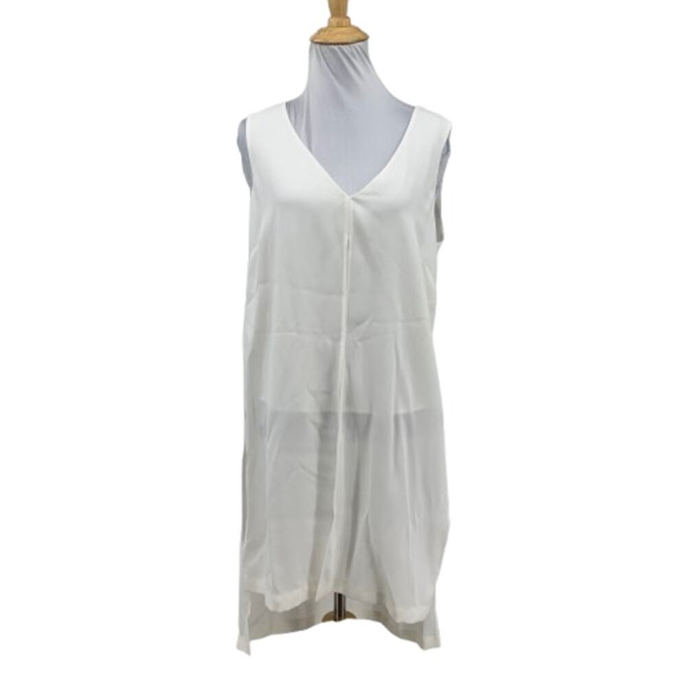 BCBGMaxAzria Tunic Women XS White Svetlana High Low Overlay Double Slit Top